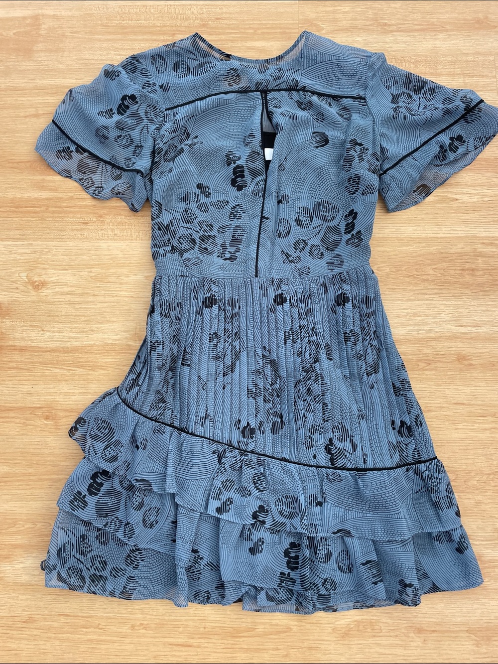 Bloomingdale’s Blue Floral Ruffle Dress